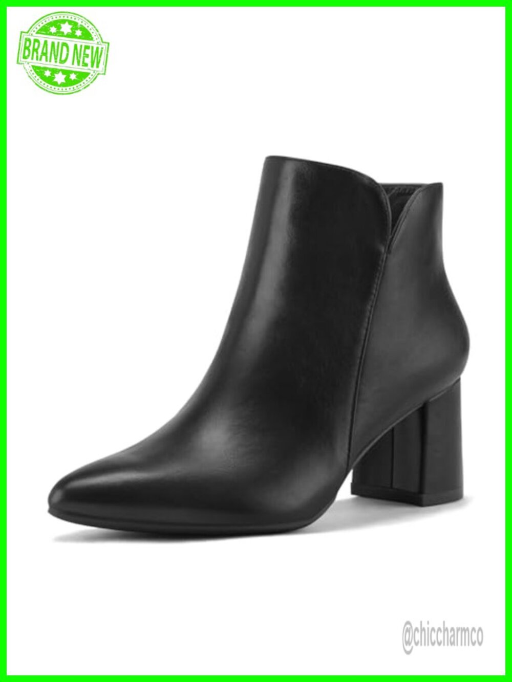 mysoft Women's Ankle Boots Chunky Block Heel Pointed Toe Side Zip Dressy Booties